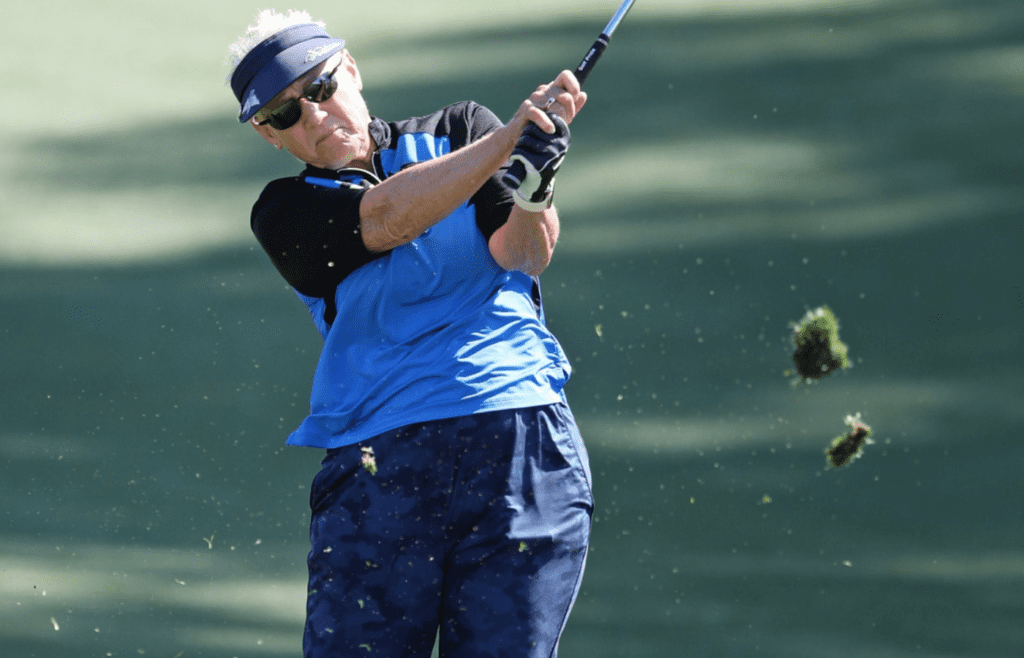 Former LPGA golfers Patty Sheehan hits from the 7th fairway during The Galleri Classic pro-am at Mission Hills Country Club in Rancho Mirage, Calif., on Thursday, March 23, 2023. Galleri Classic Pro Am Patty Sheehan5689
