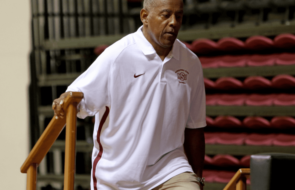 Tony Dorsett walks onto the stage at the Midwestern State football Welcome Back Dinner Sunday, Aug. 25, 2019, in D.L. Ligon Coliseum. Msu Texas Tony Dorsett