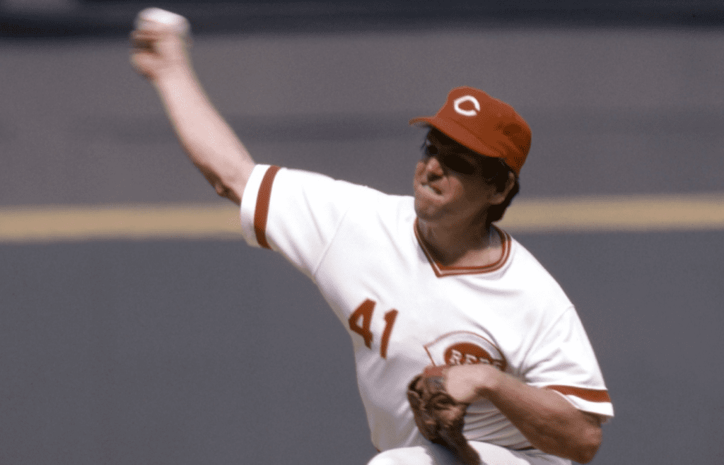 Aug 1981; Cincinnati, OH, USA; FILE PHOTO; Cincinnati Reds pitcher Tom Seaver (41) delivers a pitch at Riverfront Stadium during the 1981 season. Mandatory Credit: Malcolm Emmons-Imagn Images