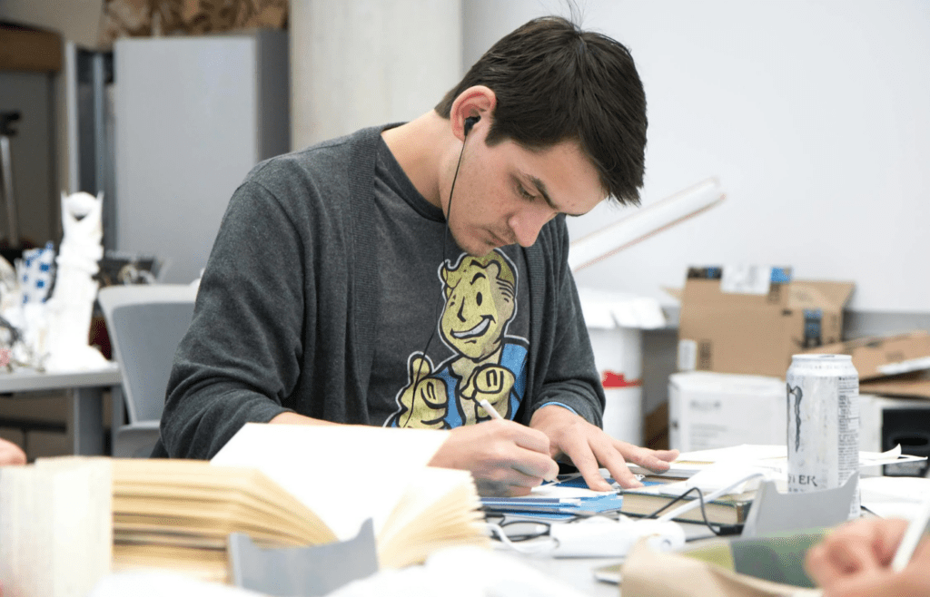 A student studying in a liberal arts college