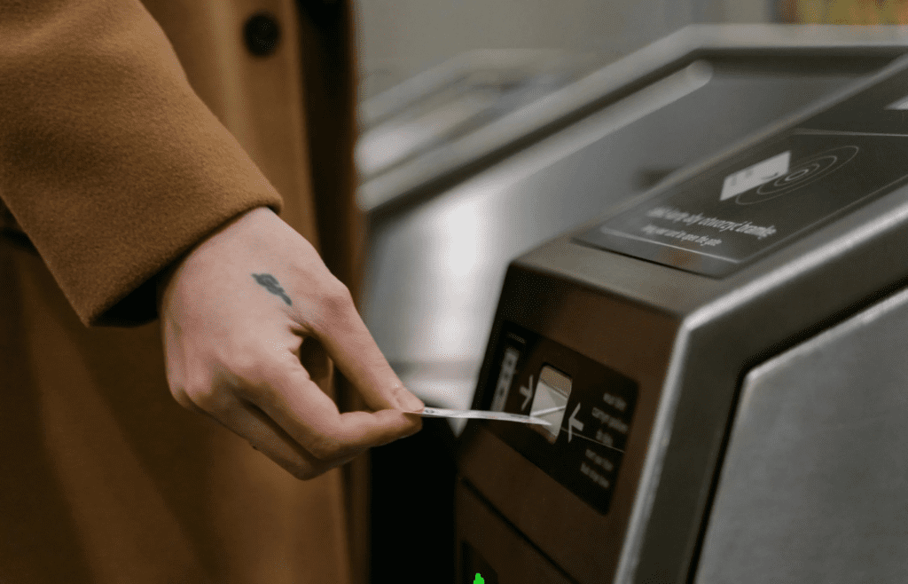 A rewards card at a ticket counter