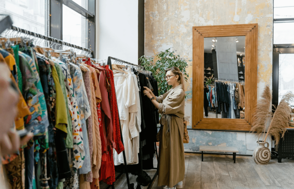 A person ignoring a sale rack