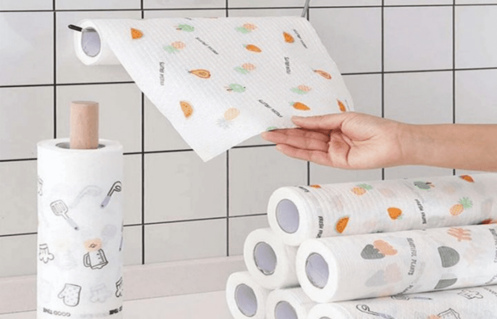 Rolls of paper towels in a kitchen