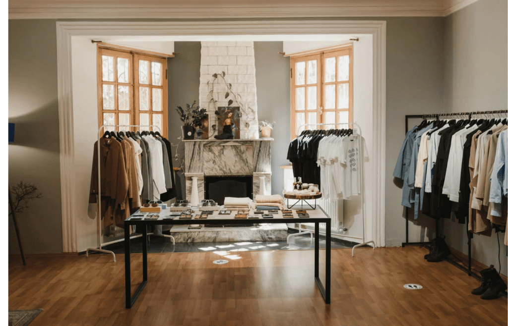 A retail clothing store with minimalist design