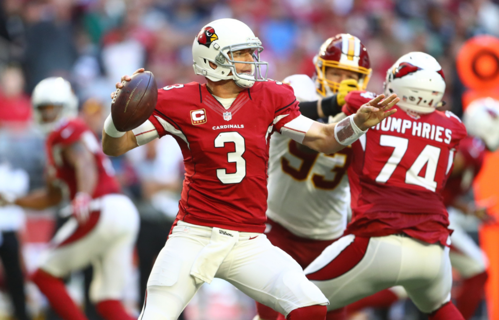 Arizona Cardinals quarterback Carson Palmer (3) against the Washington Redskins at University of Phoenix Stadium.