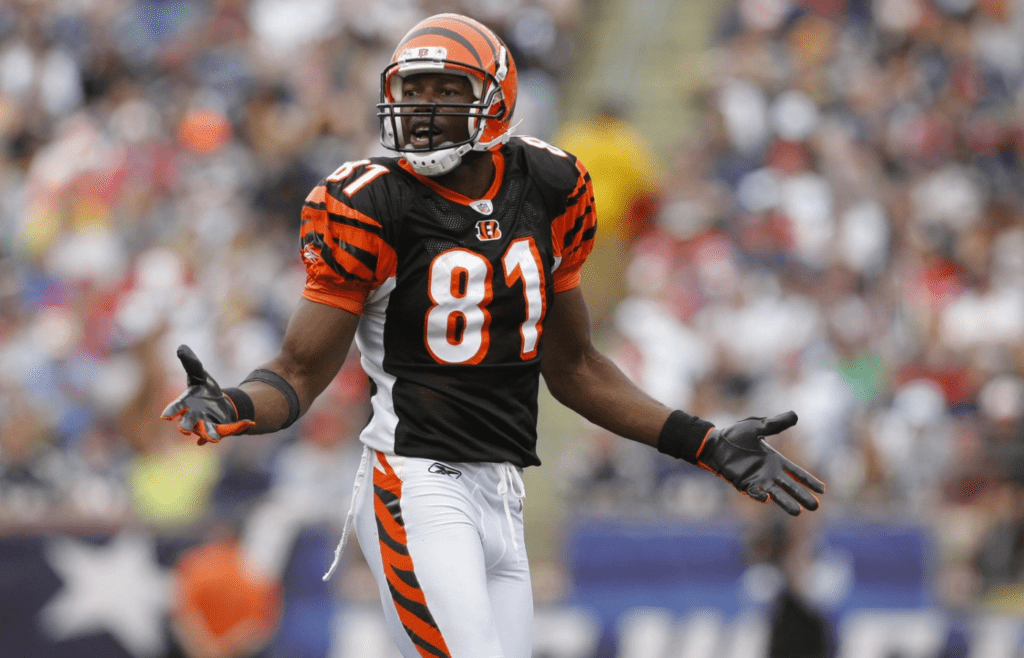 Sep 12, 2010; Foxboro, MA, USA; Cincinnati Bengals wide receiver Terrell Owens (81) looks to the bench after missing a pass during the second half against the New England Patriots at Gillette Stadium. The Patriots defeated the Bengals 38-24. Mandatory Credit: David Butler II-Imagn Images