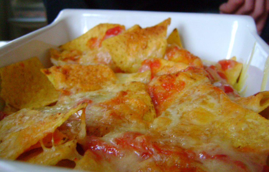 Nachos with cheese and salsa