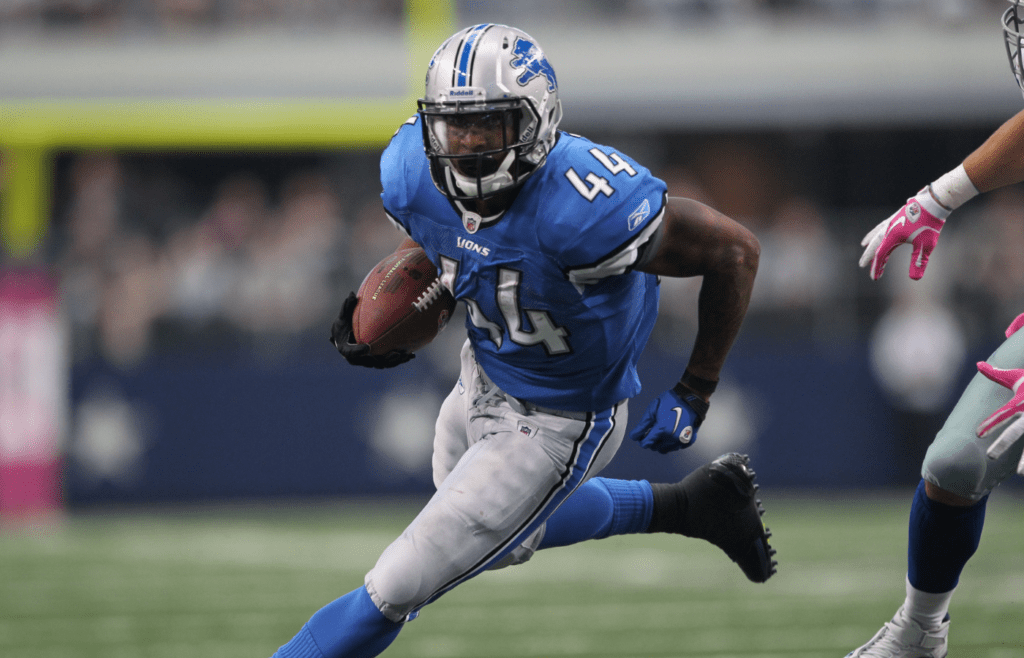 Oct 2, 2011; Arlington, TX, USA; Detroit Lions running back Jahvid Best (44) runs with the ball against the Dallas Cowboys at Cowboys Stadium. Mandatory Credit: Matthew Emmons-Imagn Images