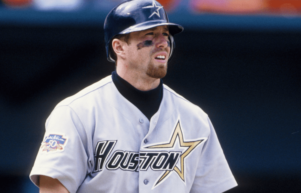 1997, Miami, FL, USA; FILE PHOTO; Houston Astros first baseman Jeff Bagwell on the field against the Florida Marlins at Dolphin Stadium during the 1997 season. Mandatory Credit: RVR Photos-Imagn Images