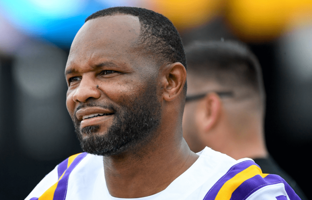 Oct 27, 2019; Jacksonville, FL, USA; Ex-Jacksonville Jaguars running back Fred Taylor (white shirt) looks on prior to the game between the Jacksonville Jaguars and the New York Jets at TIAA Bank Field. Mandatory Credit: Douglas DeFelice-Imagn Images