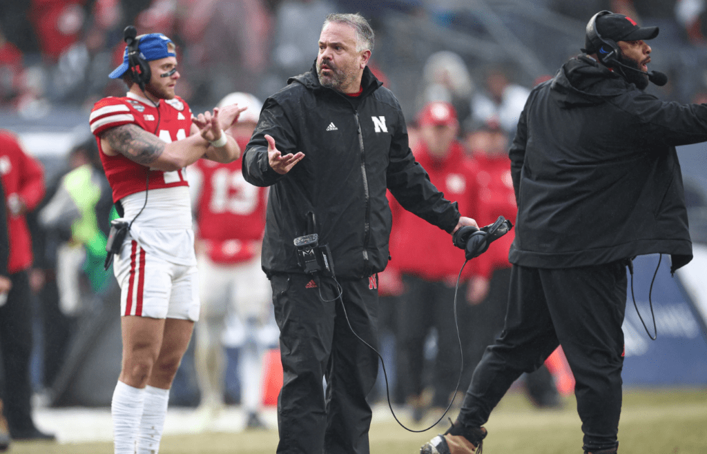 Nebraska Cornhuskers head coach Matt Rhule reacts during the second half against the Boston College Eagles at Yankee Stadium.