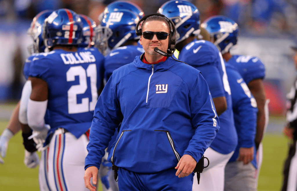 New York Giants head coach Ben McAdoo before the start of overtime against the Kansas City Chiefs at MetLife Stadium.
