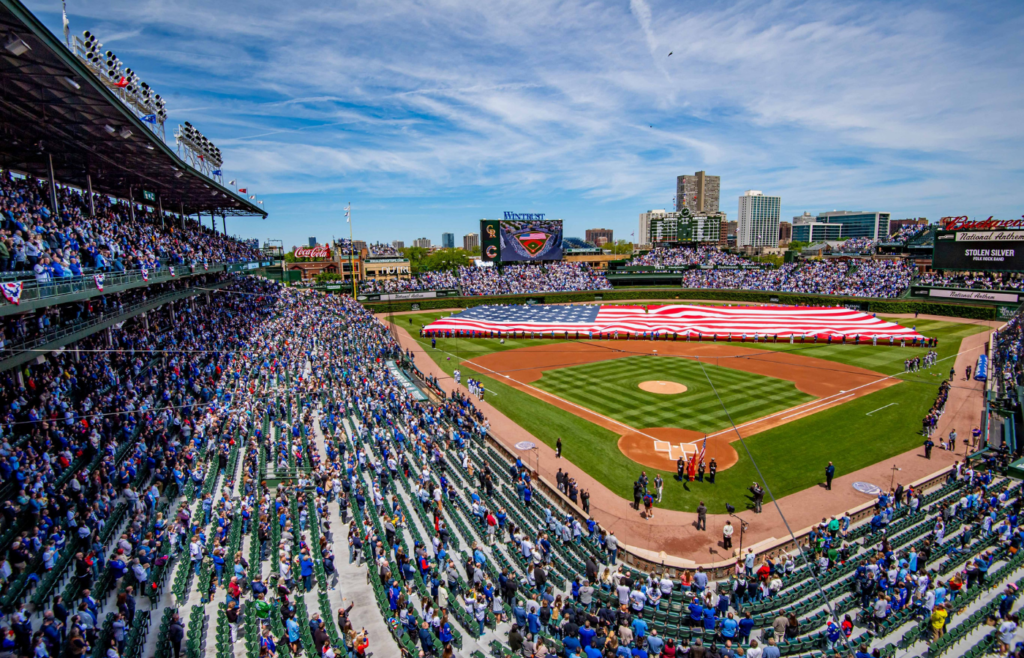 May 26, 2025; Chicago, Illinois, USA; A general view of the field prior to a game between the Chicago Cubs and the Colorado Rockies at Wrigley Field. Mandatory Credit: Patrick Gorski-Imagn Images