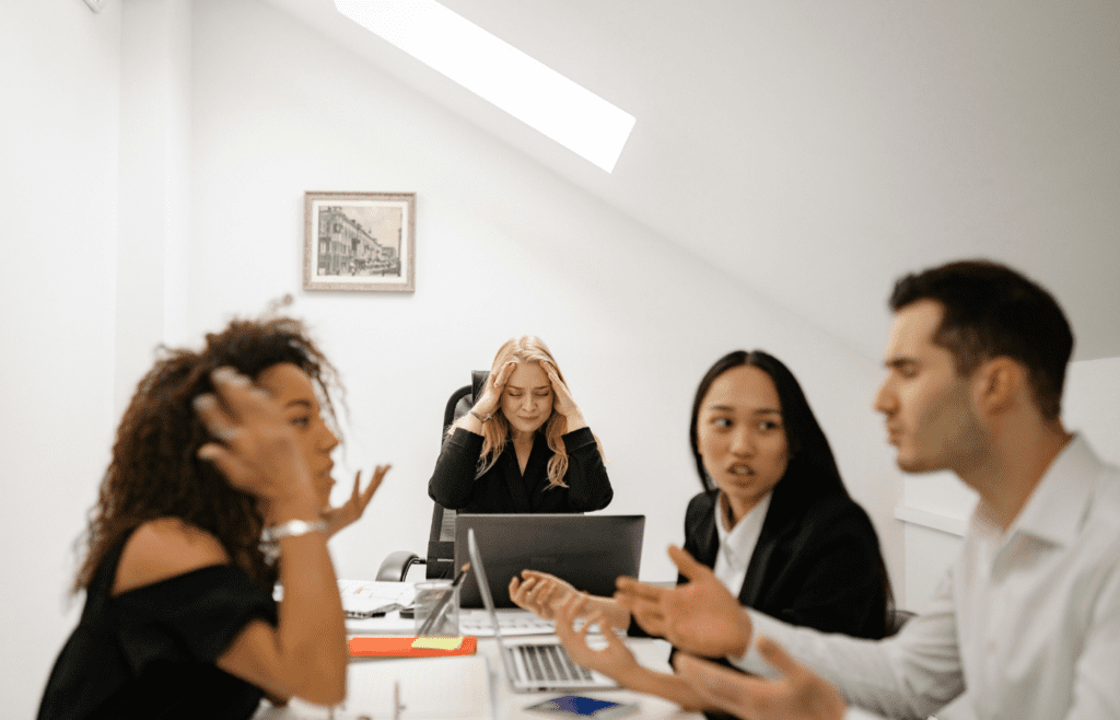 Manager overwhelmed during endless team discussion