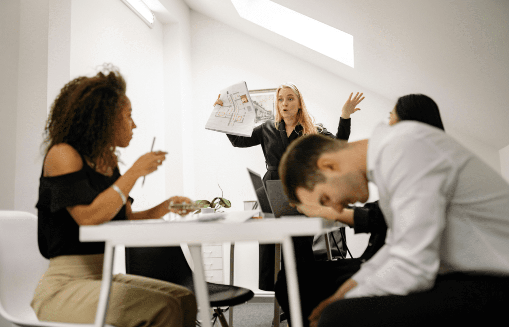 Leader presents bold plan, team visibly unimpressed
