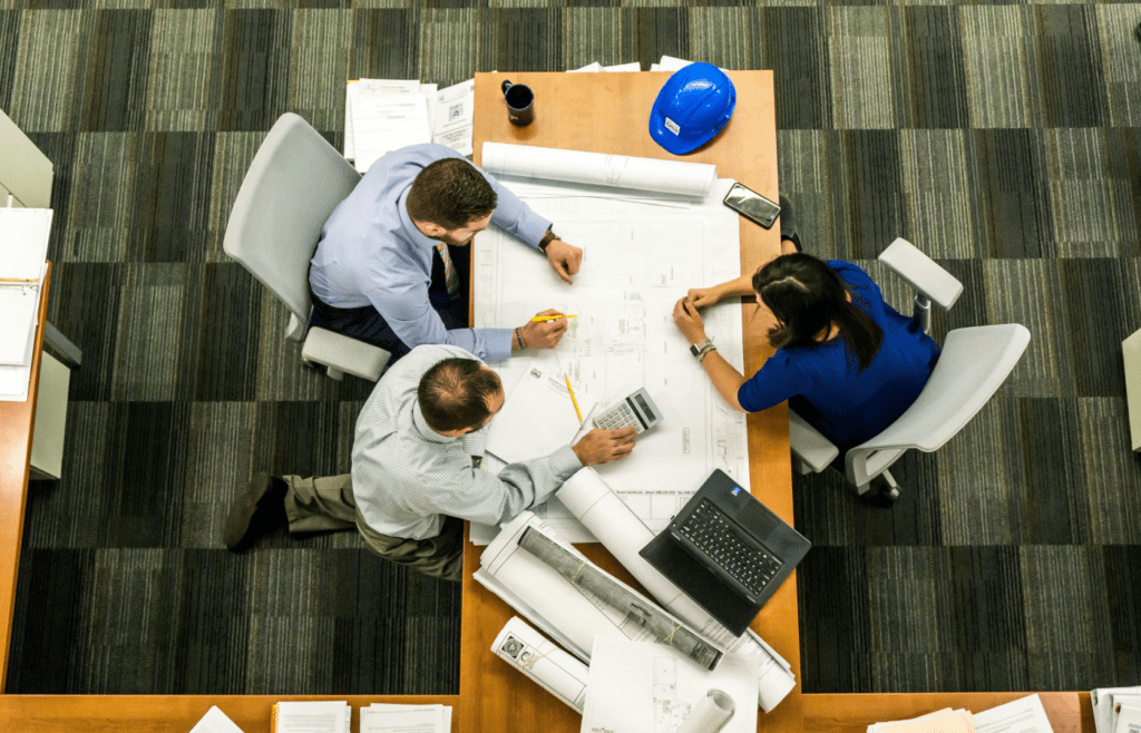 Business team pretending to discuss future plans