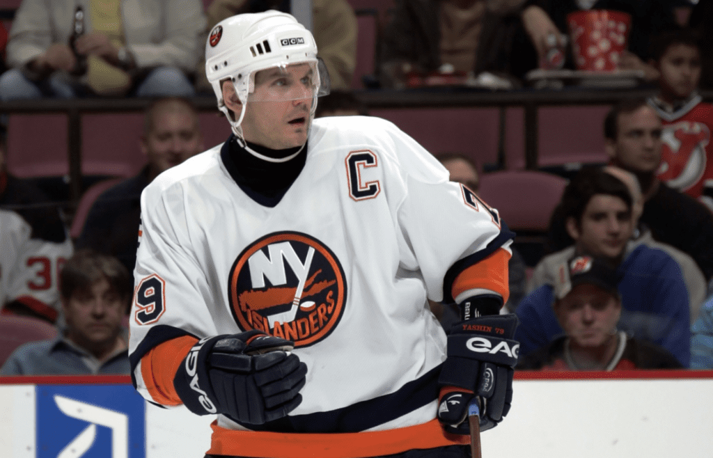 Nov 8, 2005; East Rutherford, NJ, USA; New York Islanders center Alexei Yashin (79) on the ice against the New Jersey Devils at Continental Airlines Arena. Credit: Lou Capozzola-USA TODAY NETWORK