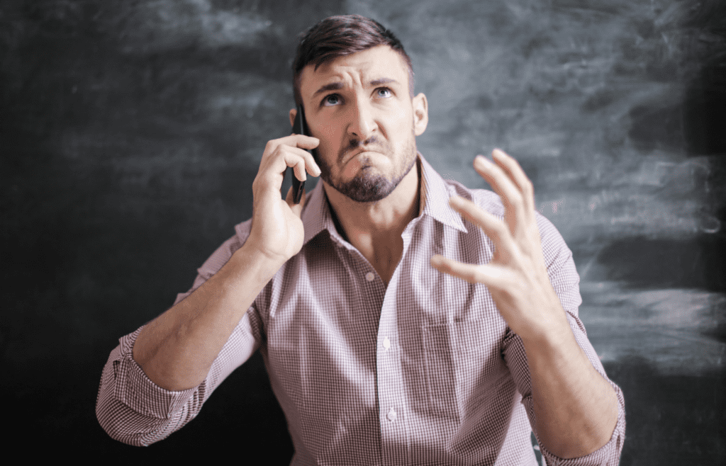 A person expressing frustration verbally