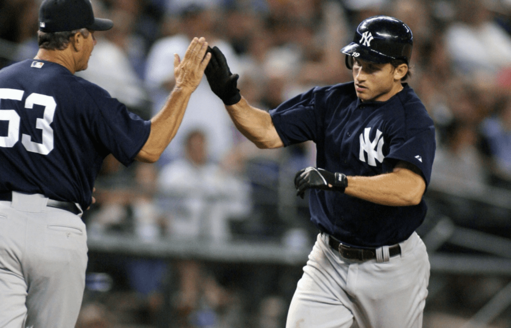 Mar 31, 2006; Phoenix, AZ, USA; New York Yankees center fielder (19) Bubba Crosby hit the game tying home run in the eighth inning against the Arizona Diamondbacks at Chase Field. Mandatory Credit: Rick Scuteri-Imagn Images Copyright Rick Scuteri