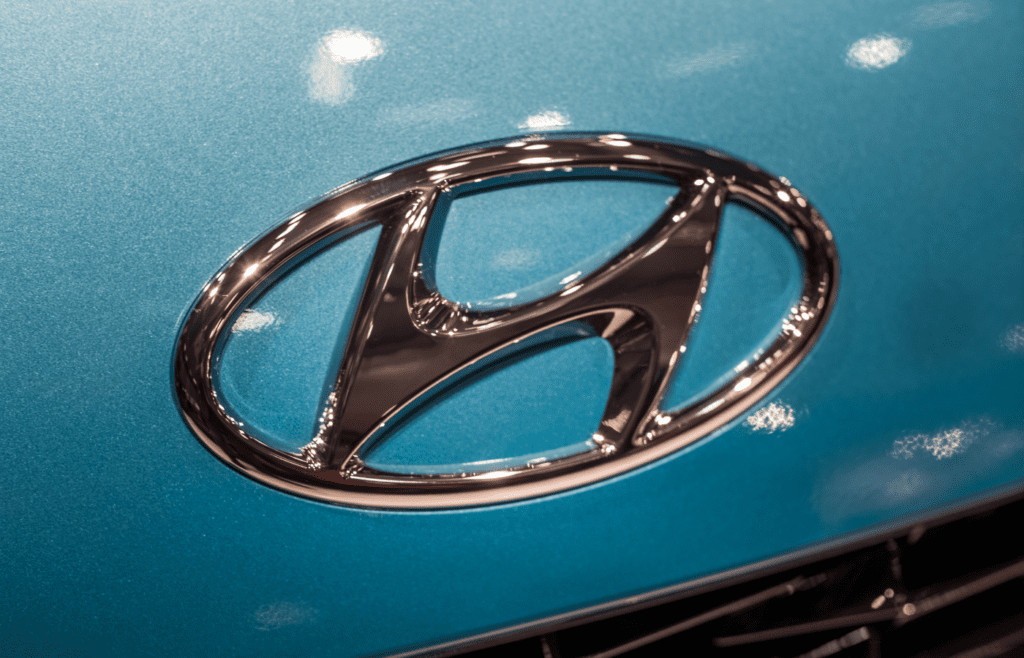 Close-up of a Hyundai logo
