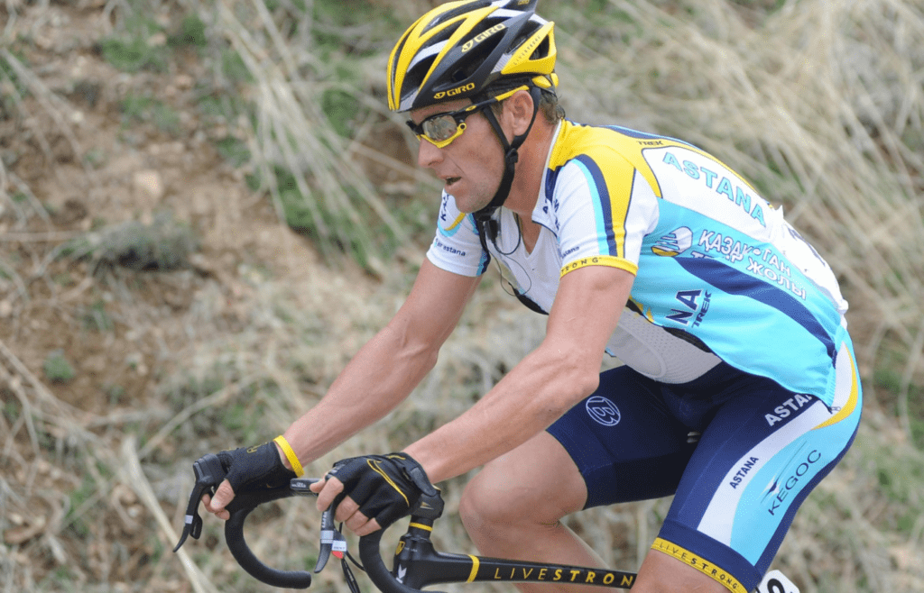 Astana rider Lance Armstrong make his way up one of the many climbs of Palomar Mountain during the eighth stage of the 2009 Tour of California in Escondido, CA.