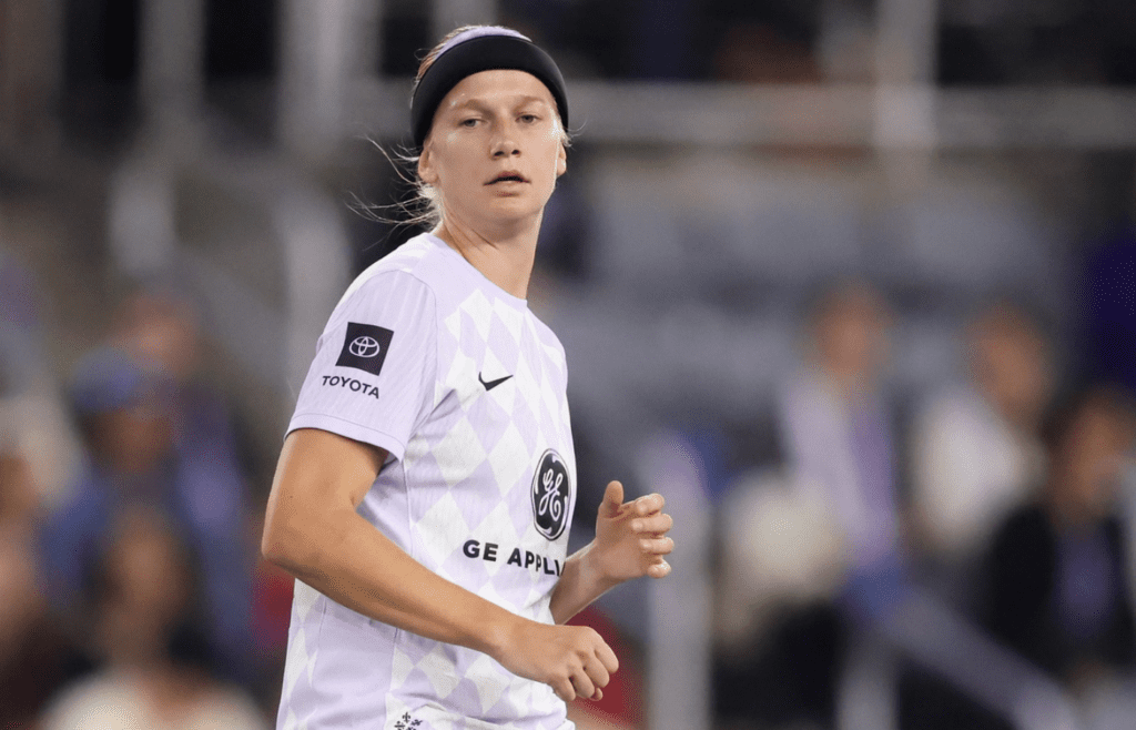 Racing Louisville FC forward Bethany Balcer (88) stands on the field during the first half against Portland Thorns FC at Lynn Family Stadium.