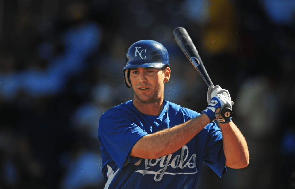 Kansas City Royals player Mike Stodolka against the Texas Rangers at Suprise Stadium.