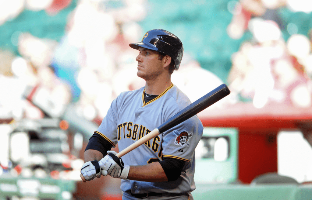 Pittsburgh Pirates outfielder Jeff Clement against the Arizona Diamondbacks at Chase Field.