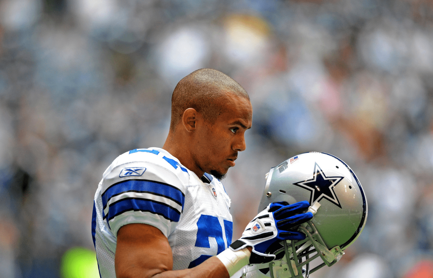 Nov. 27, 2008; Irving, TX, USA; Dallas Cowboys cornerback Courtney Brown against the Seattle Seahawks at Texas Stadium. Dallas defeated Seattle 34-9. Mandatory Credit: Mark J. Rebilas-Imagn Images