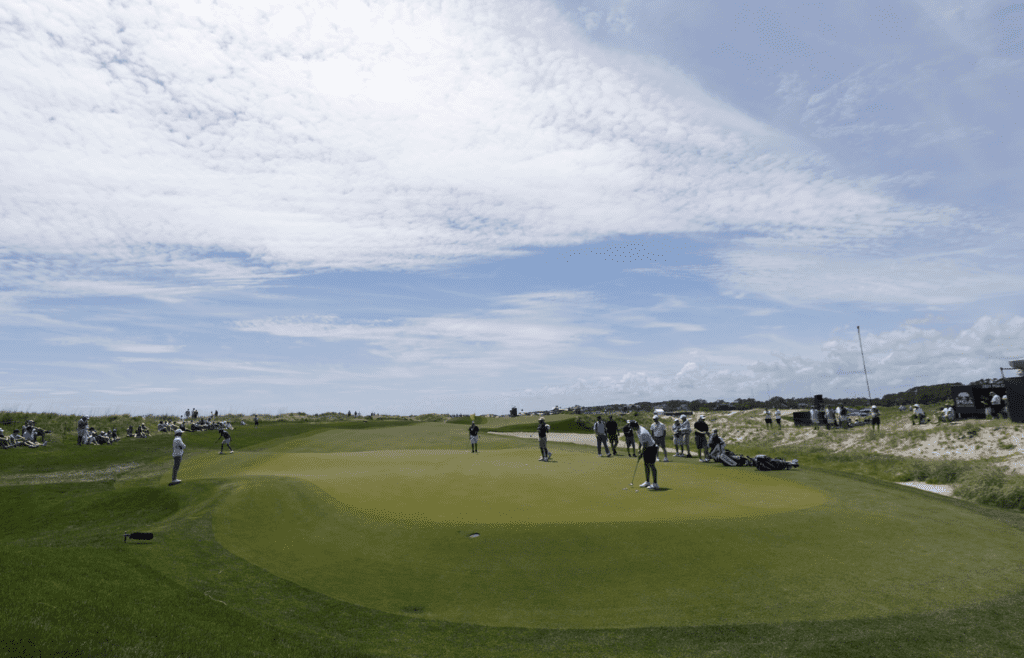 May 19, 2021; Kiawah Island, South Carolina, USA; A view of the fifteenth green during a practice round for the PGA Championship golf tournament at Ocean Course at Kiawah Island Resort. Mandatory Credit: Geoff Burke-Imagn Images