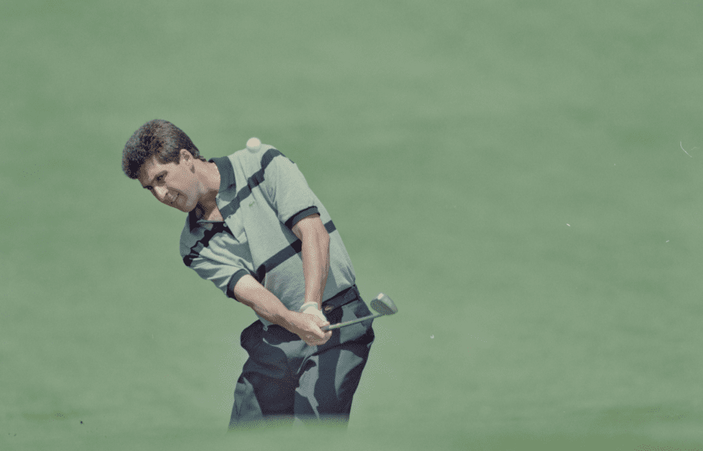 04/11/1993; Augusta, Georgia, USA; Jose Maria Olazabal uses an iron to advance the ball toward the green at the Augusta National Golf Course during the 1993 Masters. Mandatory Credit: Eric Olig -The Augusta Chronicle via USA TODAY NETWORK