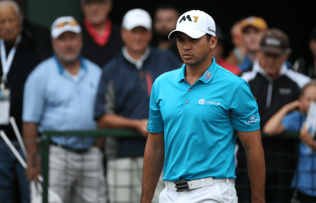 Sep 27, 2015; Atlanta, GA, USA; Jason Day warms up on the practice green during the final round of the Tour Championship by Coca-Cola at East Lake Golf Club. Mandatory Credit: Jason Getz-Imagn Images