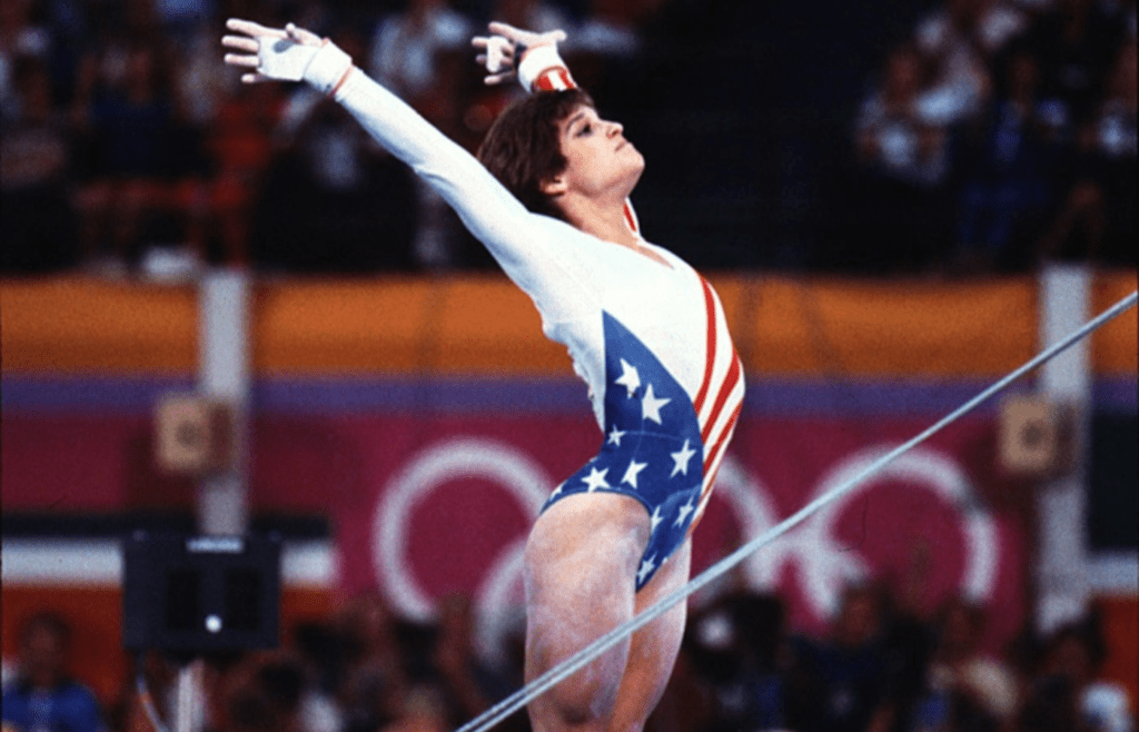 Action shot of Mary Lou Retton competing in 1984 Olympics. Xxx Howard S Oly