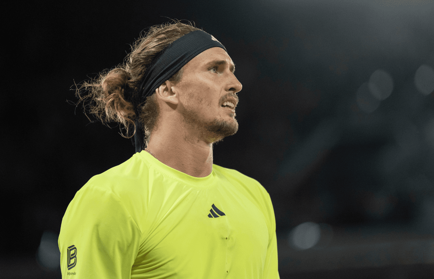 Jun 4, 2025; Paris, FR; Alexander Zverev of Germany during his match against Novak Djokovic of Serbia on day 11 at Roland Garros Stadium. Mandatory Credit: Susan Mullane-Imagn Images