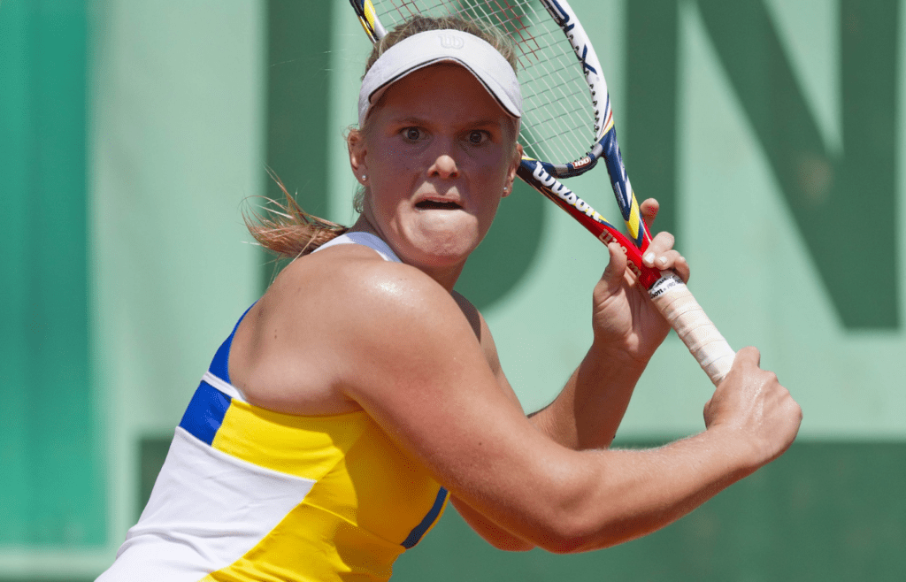 May 30, 2012; Paris, France: Melanie Oudin (USA) during her second round match against Sara Errani (ITA) on day four of the 2012 French Open at Roland Garros. Errani won 6-2 6-3. Mandatory Credit: Susan Mulane-Imagn Images