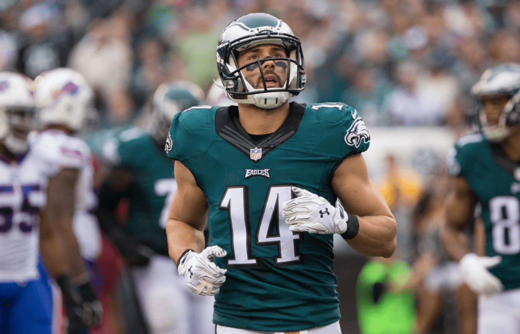 Dec 13, 2015; Philadelphia, PA, USA; Philadelphia Eagles wide receiver Riley Cooper (14) in a game against the Buffalo Bills at Lincoln Financial Field. The Eagles won 23-20. Mandatory Credit: Bill Streicher-Imagn Images