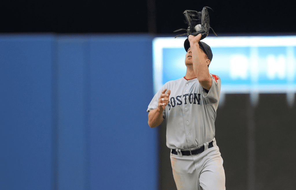 May 11, 2011; Toronto, ON, Canada; Boston Red Sox right fielder J.D. Drew (7) catches a fly ball hit by Toronto Blue Jays Aaron Hill (not pictured) at the Rogers Centre. Mandatory Credit: Tom Szczerbowski-Imagn Images
