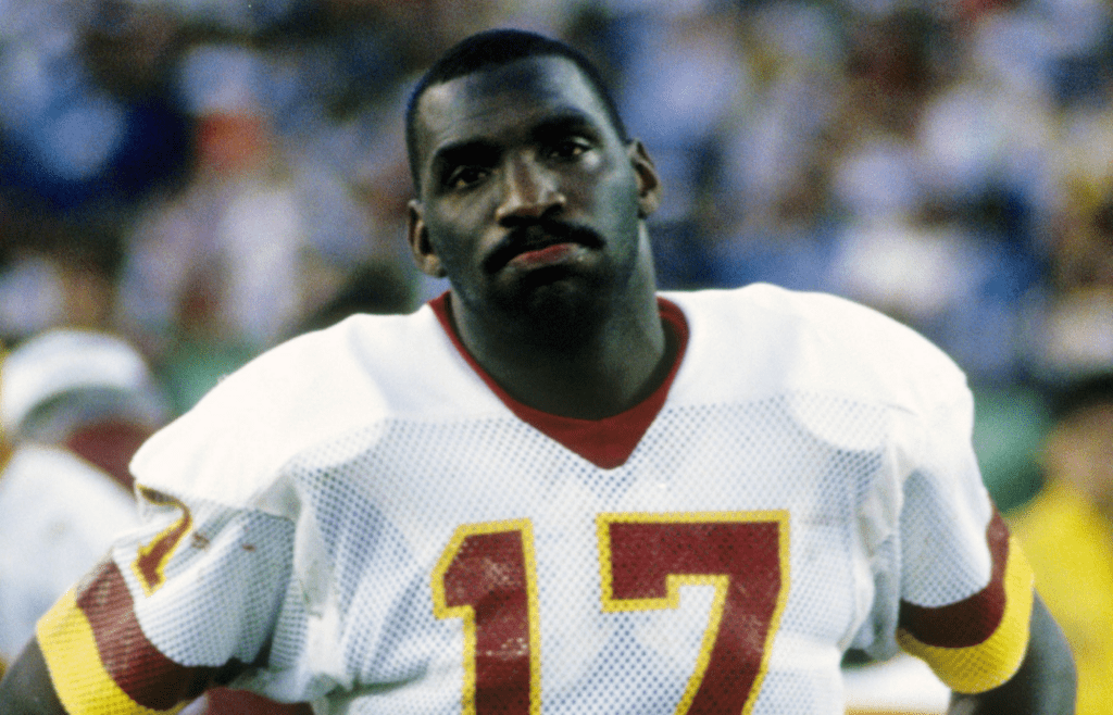 Jan 31, 1988; San Diego, CA, USA; FILE PHOTO; Washington Redskins quarterback Doug Williams (17) reacts on the sidelines in against the Denver Broncos during Super Bowl XXII at Jack Murphy Stadium. Washington defeated Denver 42-10. Mandatory Credit: Manny Rubio-Imagn Images