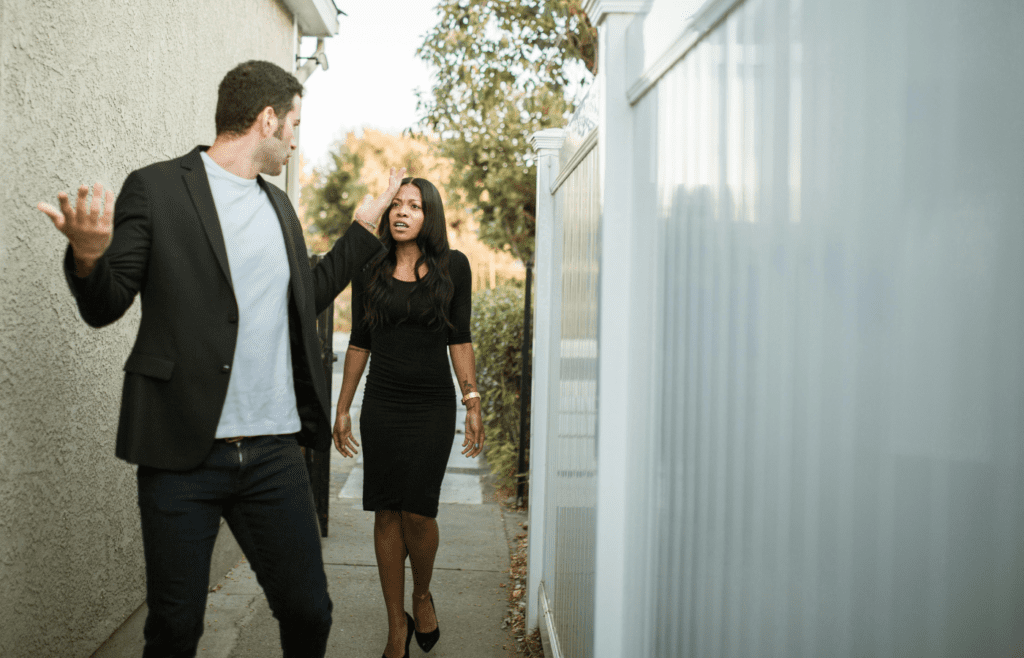 Couple fights while blaming distance in relationship