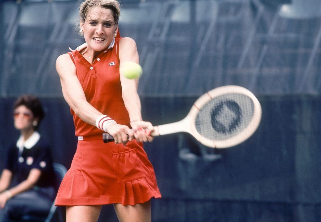 Unknown date, 1982; New York City, New York, USA: FILE PHOTO; Tracy Austin (USA) hits a backhand during the 1982 US Open at the USTA National Tennis Center. Mandatory Credit: Lou Capozzola-USA TODAY Network