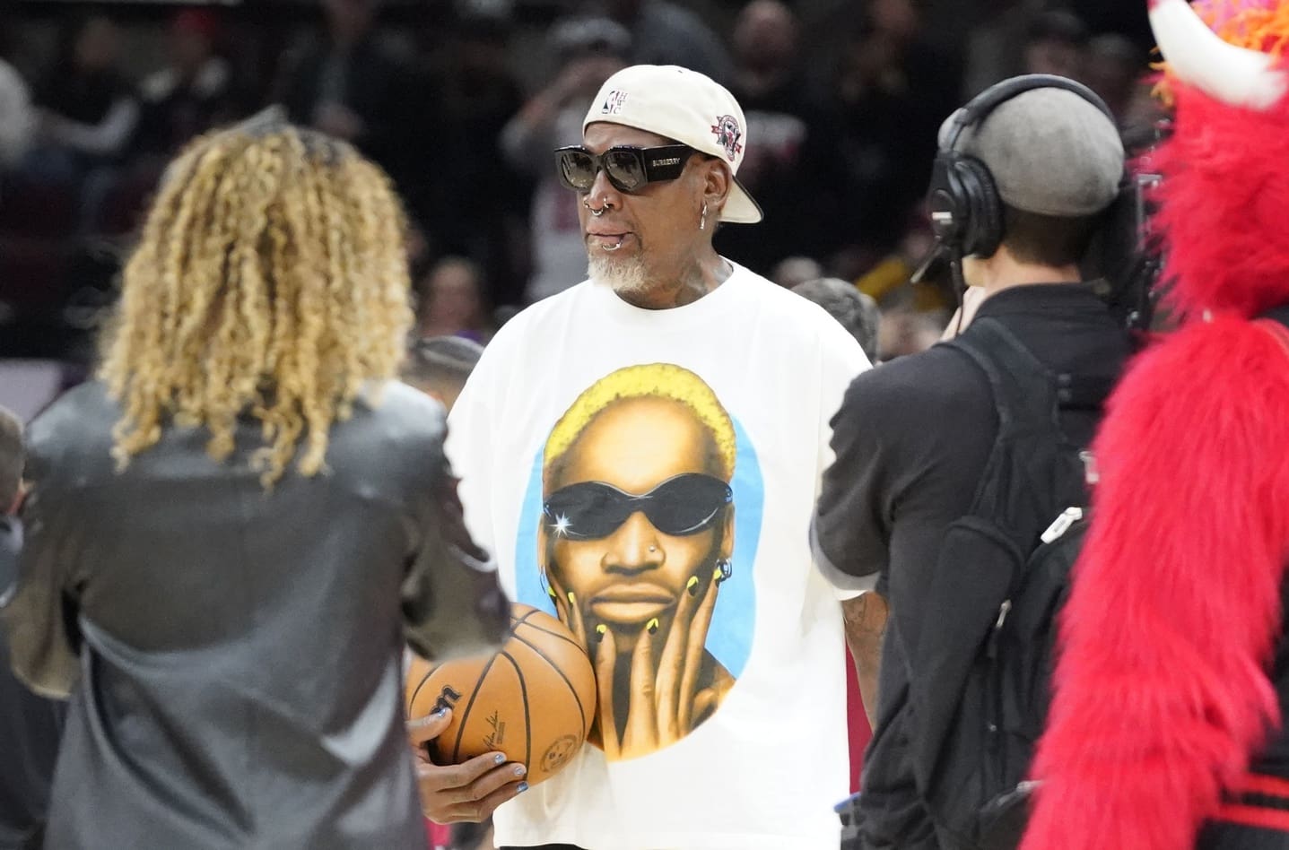 Nov 18, 2023; Chicago, Illinois, USA; Former Chicago Bulls Dennis Rodman before the game at United Center. Mandatory Credit: David Banks-USA TODAY Sports
