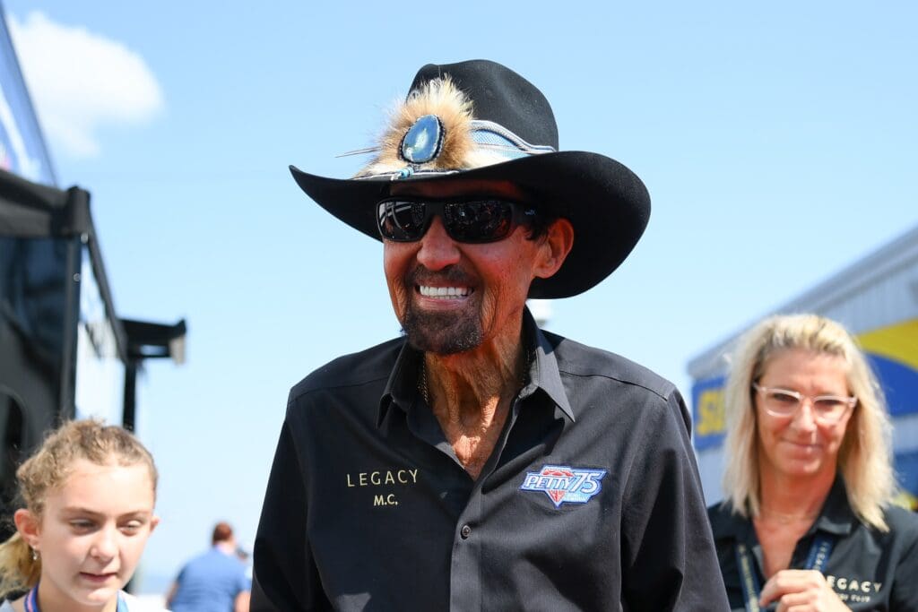 Sep 15, 2024; Watkins Glen, New York, USA; NASCAR Hall of Fame member Richard Petty looks on prior to the Go Bowling at The Glen at Watkins Glen International. Mandatory Credit: Rich Barnes-Imagn Images