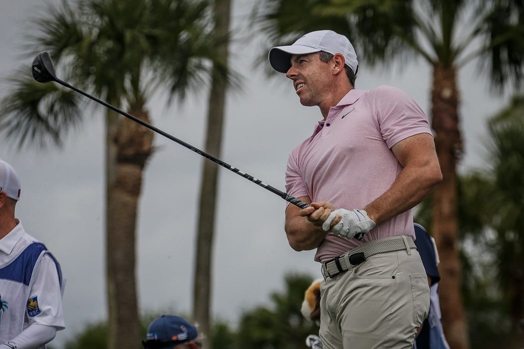 Rory McIlroy watches his ball from the tee of No. 4 Saturday at the Cognizant Classic at PGA National in Palm Beach Gardens. McIlroy finished with a 72 after a bit of trouble in the Bear Trap.