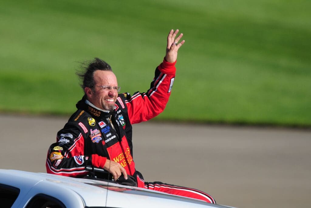 Aug 31, 2008; Fontana, CA, USA; NASCAR Sprint Cup Series driver Kyle Petty during the Pepsi 500 at Auto Club Speedway. Mandatory Credit: Mark J. Rebilas-USA TODAY Sports