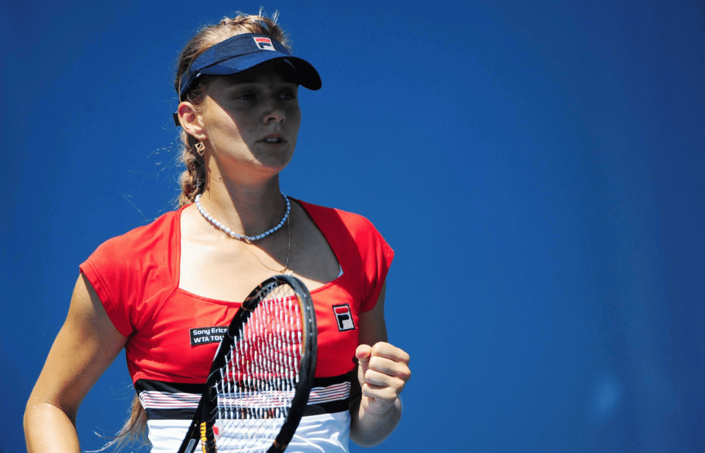 July 28, 2009; Stanford, CA, USA; Anna Chakvetadze (RUS) celebrates a point against Maria Kirilenko (RUS), not pictured, in the first round play during the Bank of the West Classic women's tennis tournament at the Taube Family Tennis Stadium. Kirilenko defeated Chakvetadze 6-4, 5-7, 7-6(5). Mandatory Credit: Kyle Terada-Imagn Images