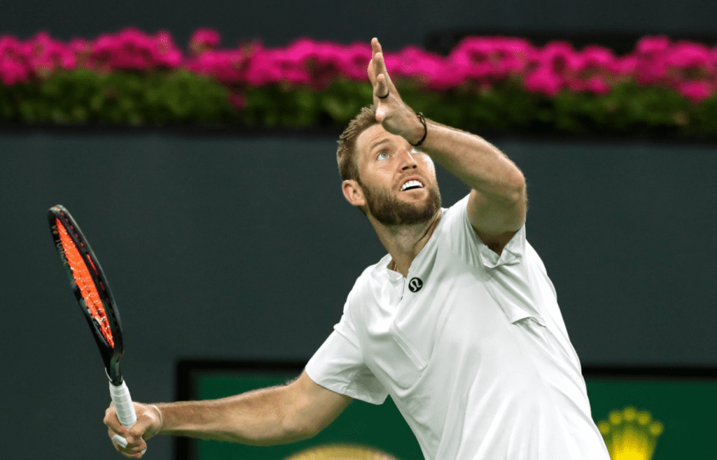 Jack Sock defeated Gregoire Barrere during the BNP Paribas Open at the Indian Wells Tennis Garden in Indian Wells, Calif., on March 9, 2023. Bnp Paribas 2023 Jack Sock Vs Gregoire Barrere01