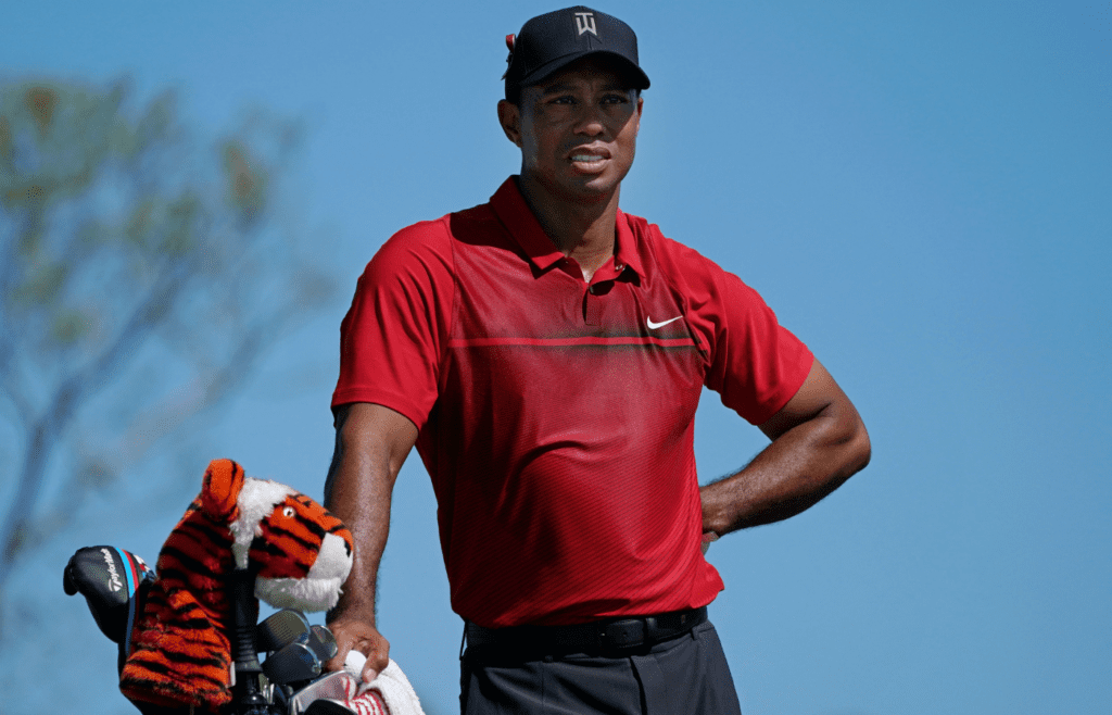 Feb 25, 2018; Palm Beach Gardens, FL, USA; Tiger Woods looks over the 4th from the tee box during the final round of The Honda Classic golf tournament at PGA National (Champion). Mandatory Credit: Jasen Vinlove-Imagn Images