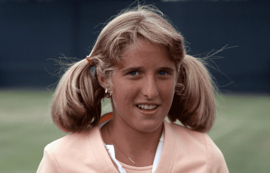 Jul 3, 1978; London, ENGLAND; FILE PHOTO; Tracy Austin poses during the 1978 Wimbledon Championships at the All England Lawn Tennis Club. Mandatory Credit: Gerry Cranham/Offside Sports via Imagn Images