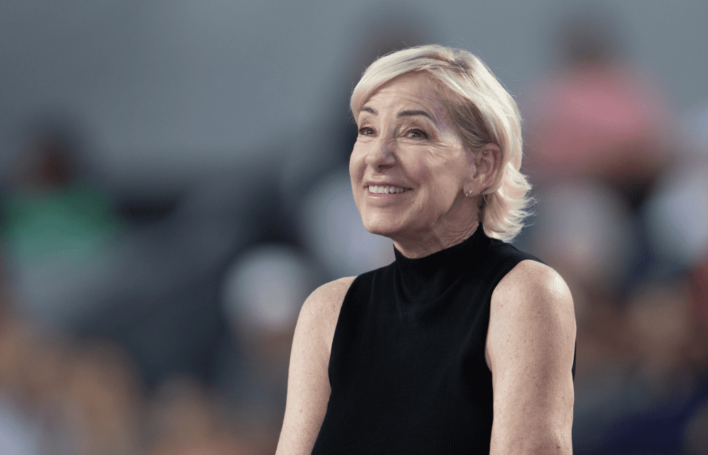 Nov 6, 2023; Cancun, Mexico; Chris Evert at the trophy presentation on day nine of the GNP Saguaros WTA Finals Cancun. Mandatory Credit: Susan Mullane-Imagn Images