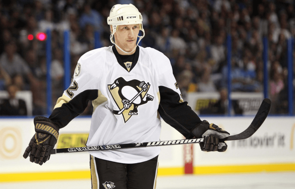 April 18, 2011; Tampa FL, USA; Pittsburgh Penguins right wing Alexei Kovalev (72) during the second period in game three in the first round of the 2011 Stanley Cup Playoffs at St. Pete Times Forum. Mandatory Credit: Kim Klement-Imagn Images